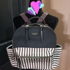 Henri Bendel Black and Brown Striped Backpack